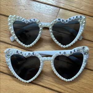 White Heart-Shaped Bridal Sunglasses